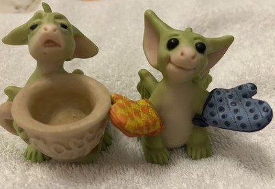 Pair Of Whimsical World Of Pocket Dragons  Cook s Helper   Coffee Please  