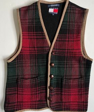 Men's Vintage 90s Tommy Hilfiger Holiday Plaid Sweater Vest Sz S/P Hong Kong