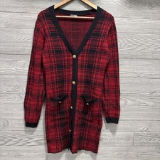 Fashion Nova Power Hour Plaid Mini Dress XL Red Black Bodycon Club Y2K