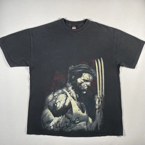 Vintage Marvel Wolverine Shirt Mens XL Black Graphic Mad Engine X-Men Comics Y2K
