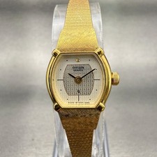 Citizen CQ Watch Women 17mm Silver Dial Gold Tone Oval 3220-890787 New Battery