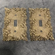  1967 American Tack & Hardware Co. Ornate Floral Brass Switch Plate Covers 