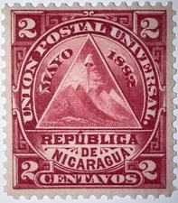 Travelstamps: Nicaragua Stamps Sc#13, Mint, Original Gum, Never Hinged, 2 cents