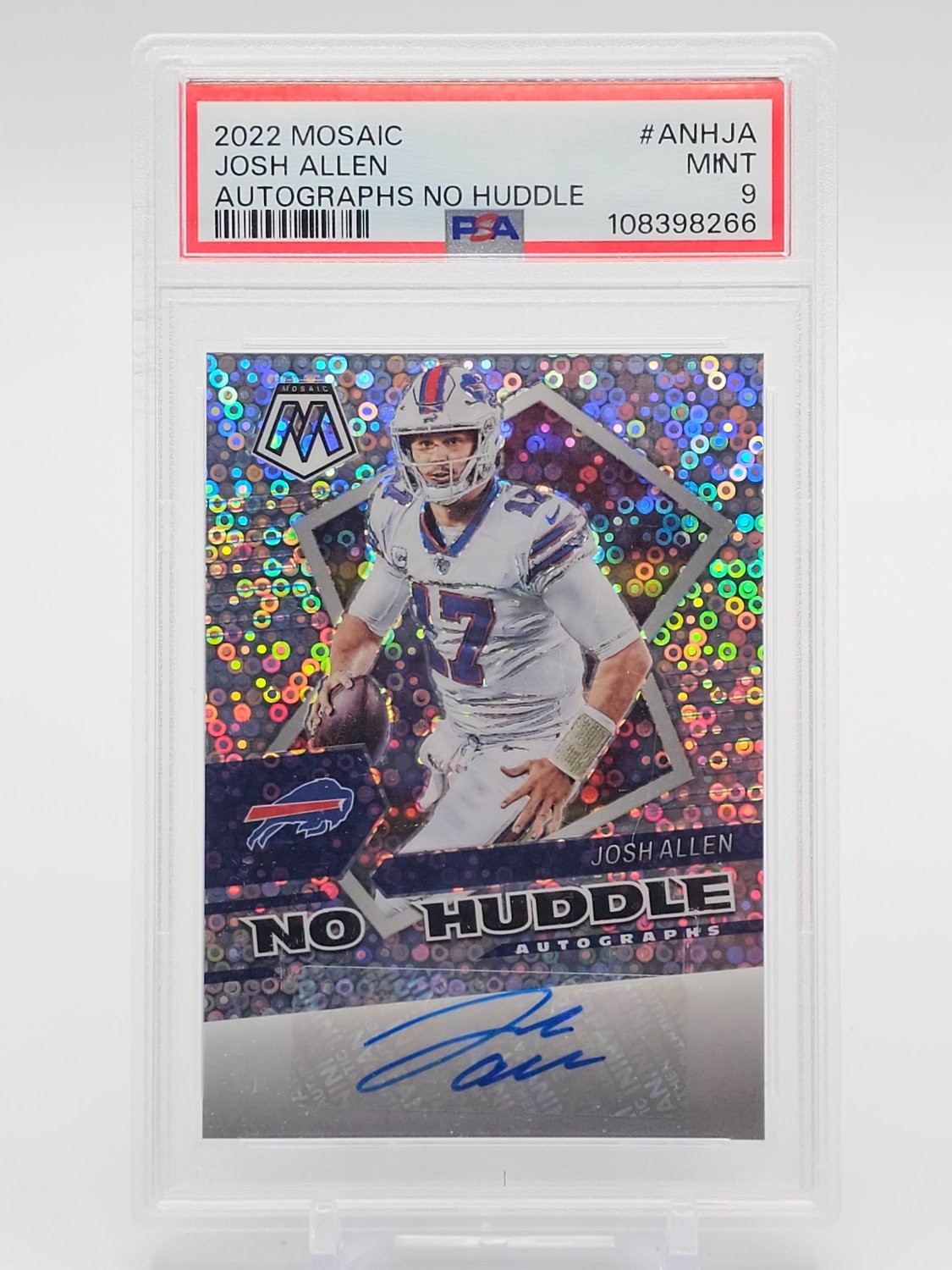 JOSH ALLEN 2022 PANINI MOSAIC NO HUDDLE AUTOGRAPHS AUTO #ANH-JA PSA 9 Q3528 view 1