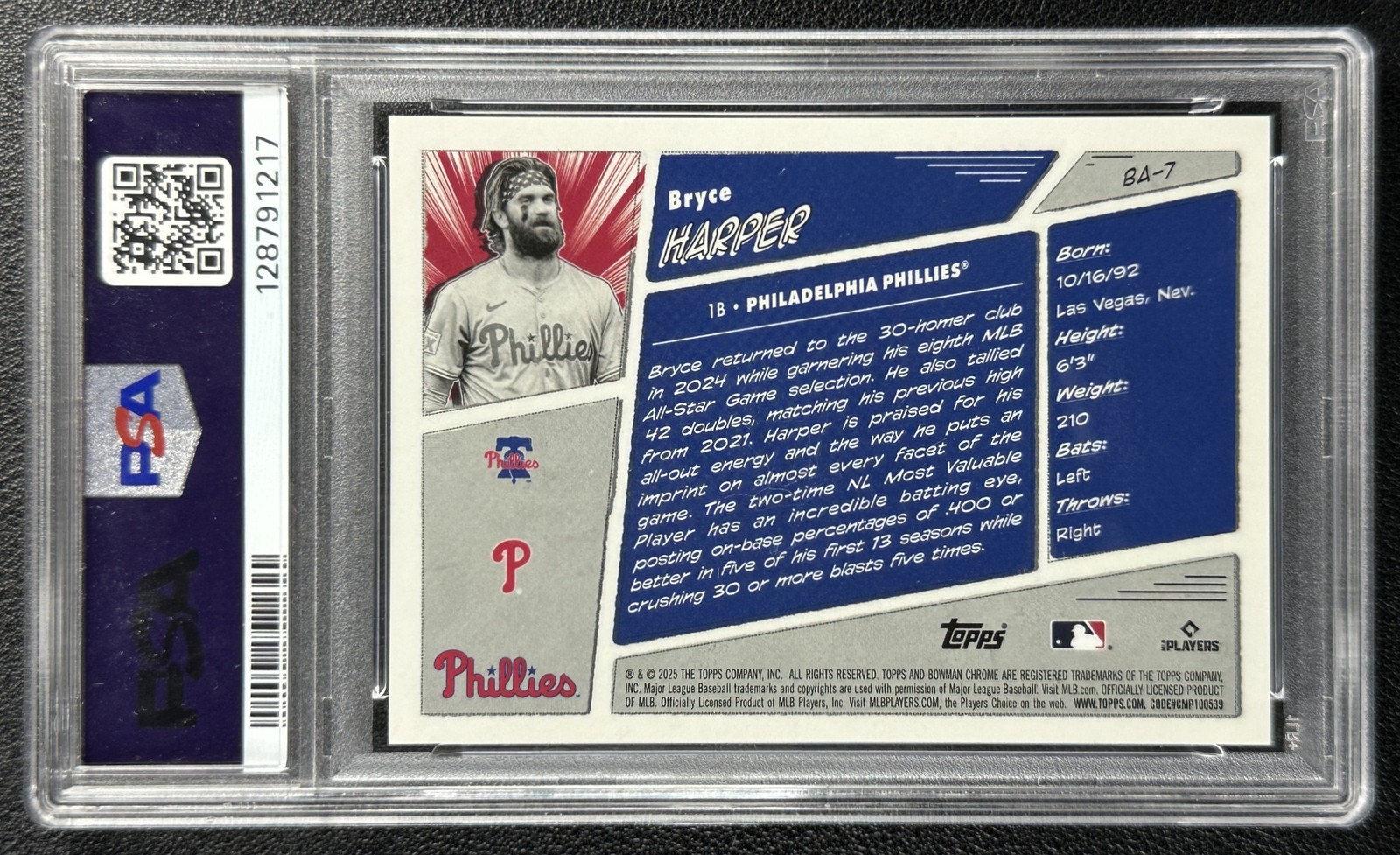 BRYCE HARPER PSA 9 2025 BOWMAN #BA-7 ANIME SP PHILLIES 1217 view 2