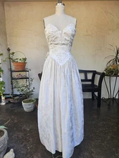80s Gunne Sax Jessica Mcclintock Wedding Dress Velvet Satin Strapless Bow Back S