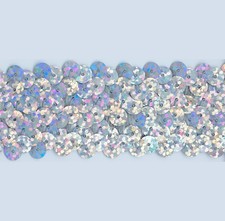 3 row Stretch Sequin Trim Lace florescent for Custome dress - price per yard