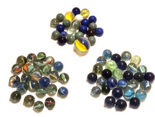 Vintage Lot Of 75 Marbles Glass Swirls Spirals Clear Red Green Blue White