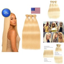 12A Brazilian Remy Virgin Hair Extensions 613 Blonde 20 22 24 Inch 3 Straight