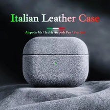 Italian Suede Leather Case For Apple Airpods Pro 2 3 4 Case Luxury Leather