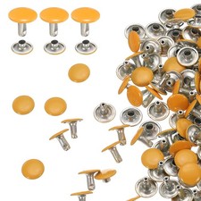 60Set Double Cap Leather Rivet8x10mm Round Cap Tubular Metal Craft Rivet Yellow