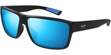 Maui Jim Uila Polarized Matte Black Square Sunglasses w/ Glass Lens - B662 02