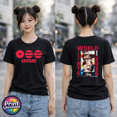 BTS Tour T-Shirt BTS 2026 Grafik vorne & hinten schwarz Tee Kind Erwachsene Teen