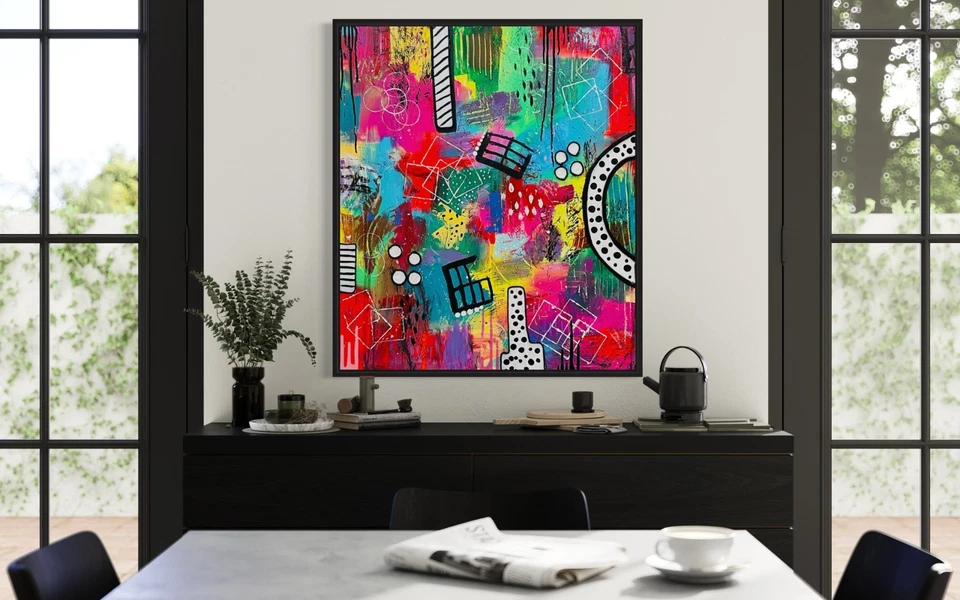 Modern Abstract Painting 60x70cm | 3D Canvas Original Colorful Wall Art - Bild 2 von 4