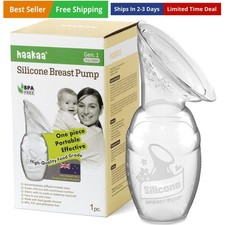 Manual Breast Pump for Breastfeeding, Silicone, Clear 4oz/100ml