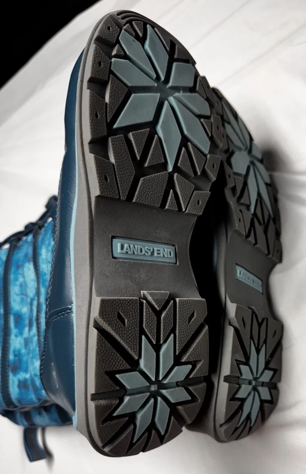 Botas de neve de inverno com isolamento térmico Lands' End - Corante azul - Tamanho Youth 5 - Imagem 2 de 4