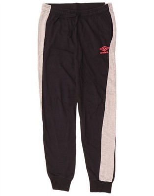 UMBRO Mens Tracksuit Trousers Joggers Medium Black Colourblock Cotton CW05