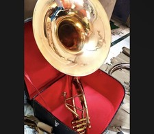 SOUSAPHONE 22"BELL PURE BRASS METAL IN BRASS POLISH CASE BOX FREE FAST SHIP