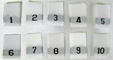 250pcs WHITE WOVEN SEWING CLOTHING SIZE LABEL TAGS - 1,2,3,4,5,6,7,8,9,10