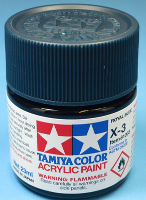 Tamiya Colore Acrilico Lucido X-3 - Blu Reale, Flacone 10 Ml Per Modellismo