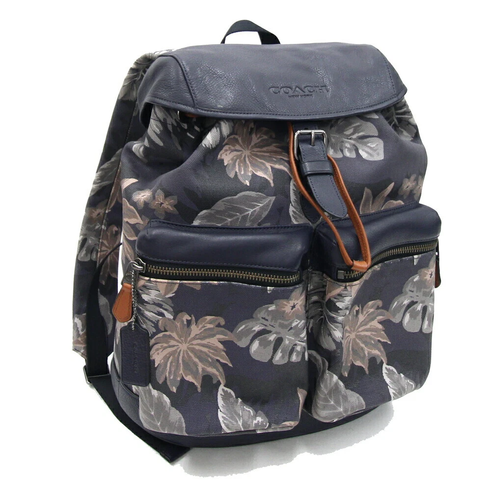 Zaino Coach Mercer Hawaiian Palm F72083 grigio viola rivestito in pelle