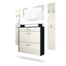 Garderobenset Garderobe Paneele Schuhschrank Spiegel Malea Schwarz matt