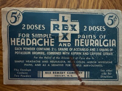 Rare Antique Rex Remedy Company Headache Powder With Internal Packets