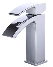 Chrome Regular Single Handle Waterfall Bath Vanity Sink Faucet Rectangular Spout