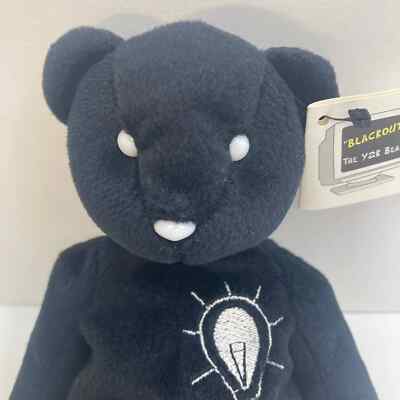 Blackout the Bear Plush Beanie Stuffed Animal Computer Y2K White