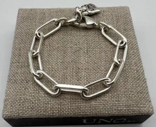 NEW Uno de 50 SER BRAVE Sterling Silver Plated Chain Link Bracelet Size Medium