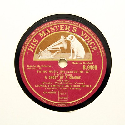 LIONEL HAMPTON & ORCHESTRA ''A Ghost Of A Chance'' (E+) HMV B-9499 [78 RPM]