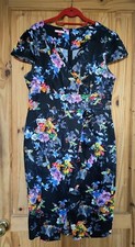 Joe Browns Black Exotic Floral Cruise Cap Sleeve Dress 14 Wedding Garden Party