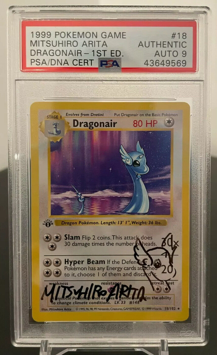 Pokemon Mitsuhiro Arita Auto 1st Edition Base Set Dragonair 🔥Artist Sketch🔥