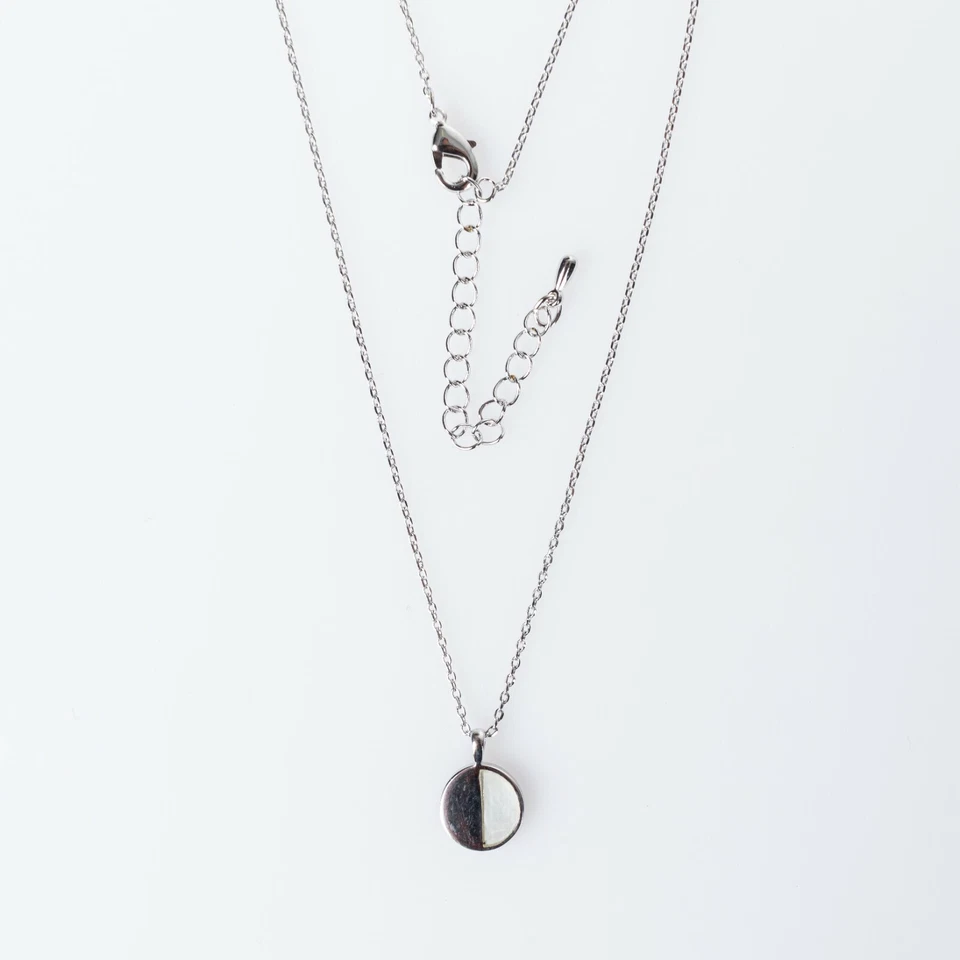 Halskette Perlmuttscheibe Perle Perlmutt Kette Elegant Süßwasserperle Anhänger - Bild 4 von 4