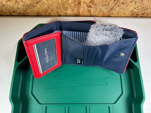 Nautica Tri-Fold Multifunction RFID Blocking Flap Card Wallet NWT Red Rowers End - Picture 5 of 5
