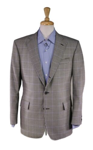 Brooks Brothers "Own Make" Black/White/Blue Checkered Wool 2-Btn Blazer 42R - Foto 1 di 9