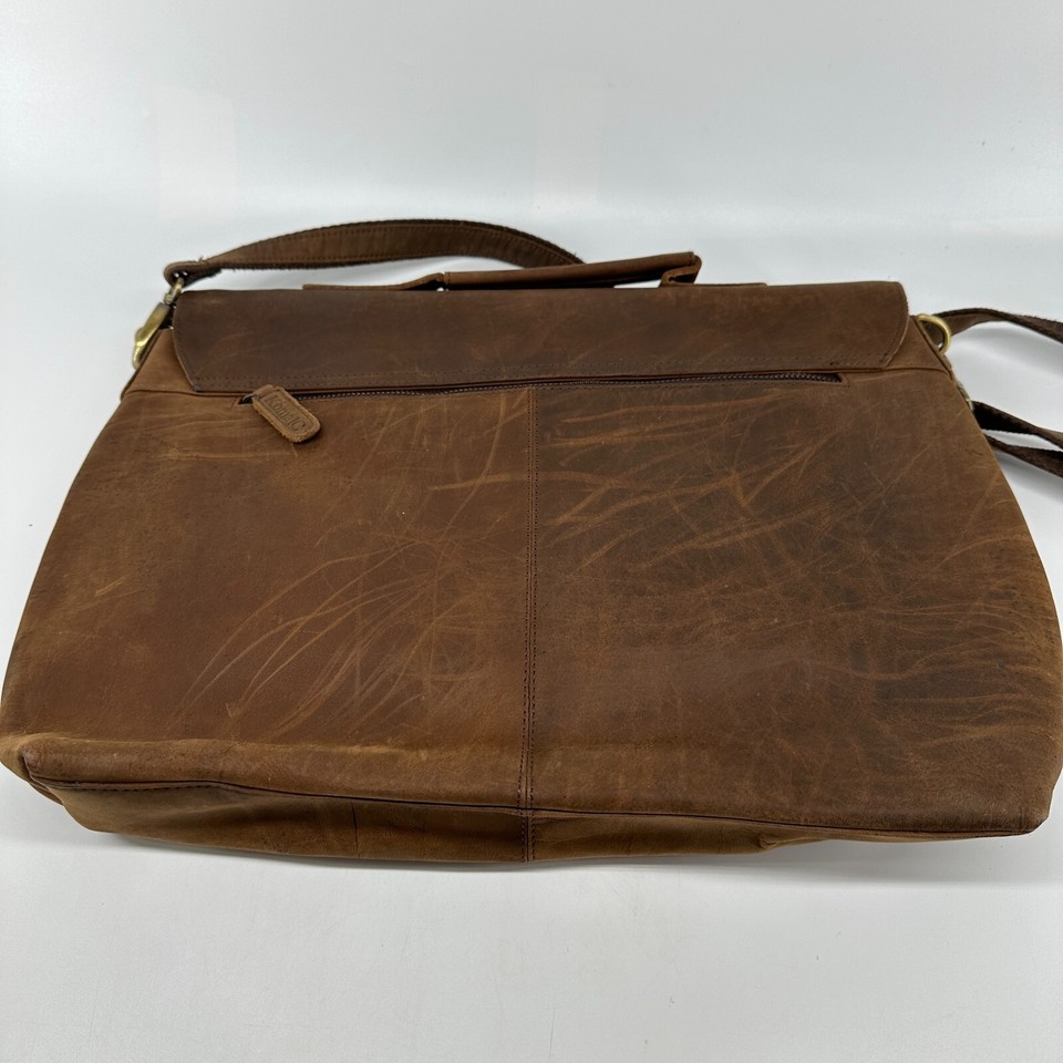 KomalC Distressed Leather Messenger Bag/ Brown eBay