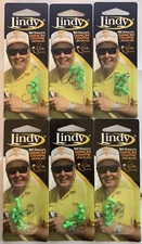 6 Packs Lindy Bill Dance Dancin’ Crappie Jigheads 1/32 OZ Lime Green