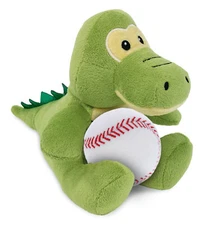 DolliBu Soft Huggable Gator Stuffed Animal with Baseball Plush Toy - 6 Inches