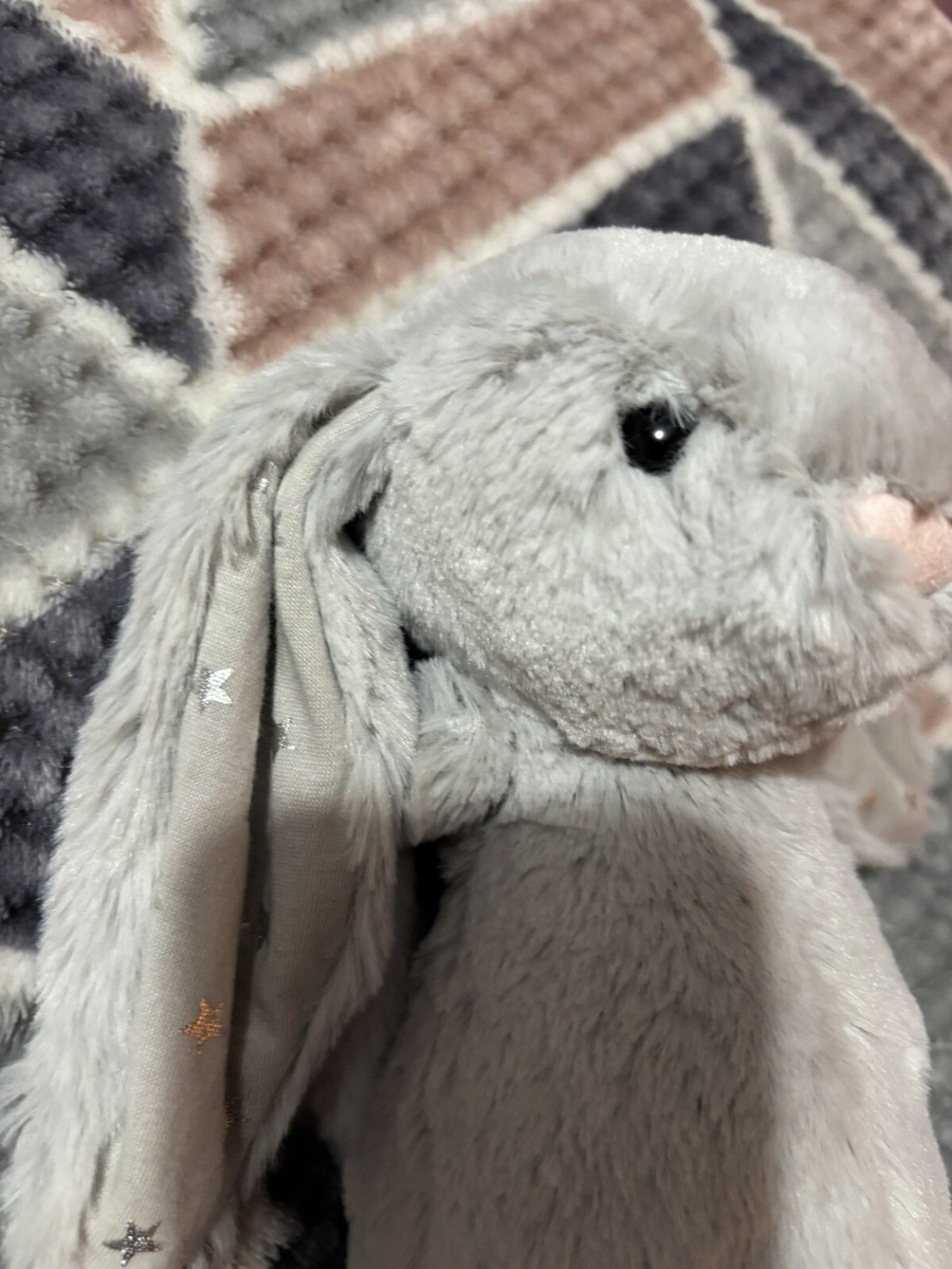 Jellycat Grey Shimmer Star Bunny Rabbit Stars Medium Bashful New