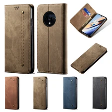 For OnePlus 7T/7T Pro Retro Flip Leather Stand Card Wallet Shockproof Case Cover