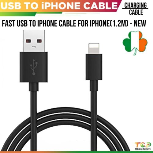 USB to iPhone Data Cable For Apple iPhone 12/11/X/8/7/6/5/5S/5C iPad Mini Black - Picture 1 of 1