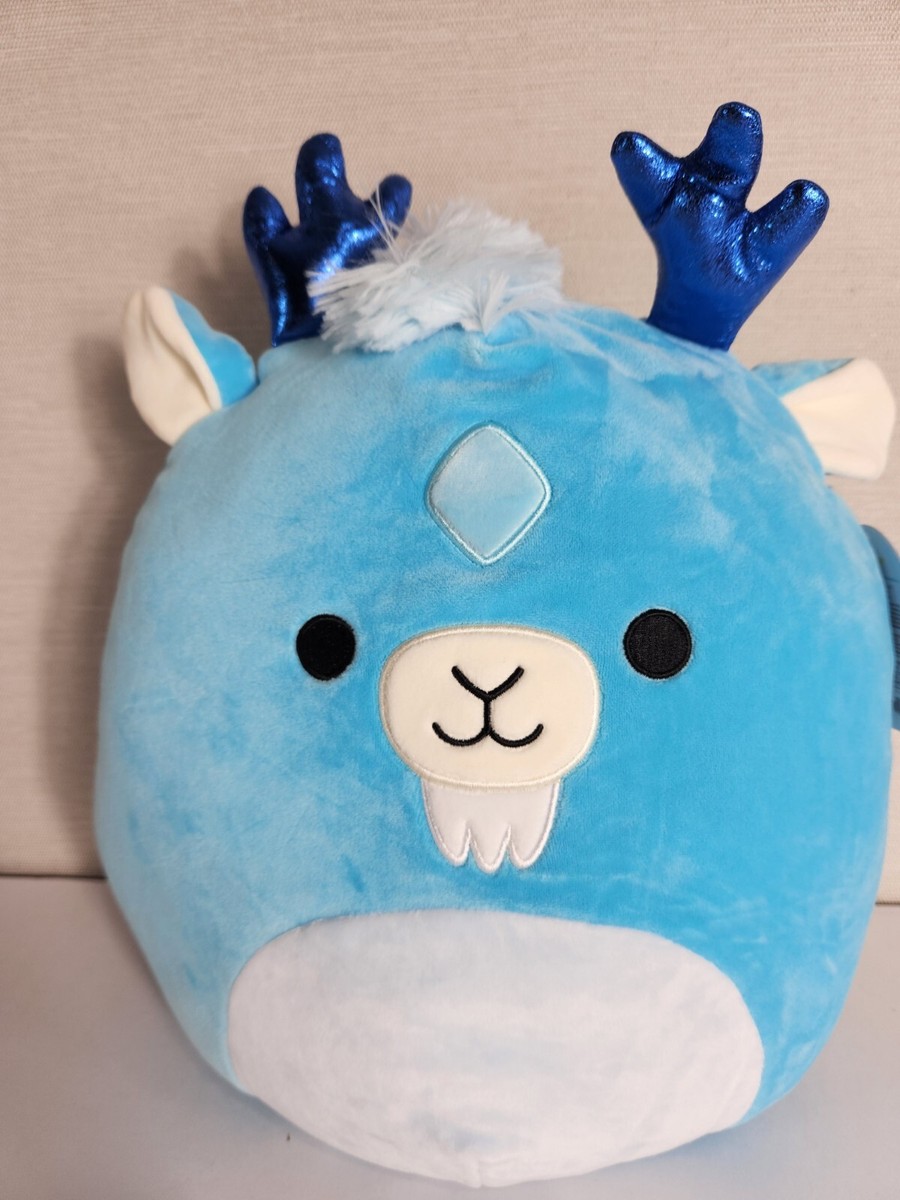 青い鹿のぬいぐるみ Squishmallows Xam Blue Kirin Deer Goat Antler Aqua Sparkle 12