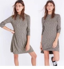 Madewell Cityblock Mockneck Dress Marled Gray Ribbed Long Sleeve Stretch Size XS