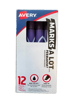 Avery Marks-A-Lot Large Desk-Style Permanent Marker Chisel Tip Purple Dozen