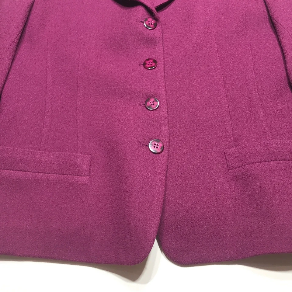 Chaqueta Blazer Gianni Petite Para Mujer Talla 8 Púrpura 100% Lana Pura Esencial de Carrera Foto 3 de 4