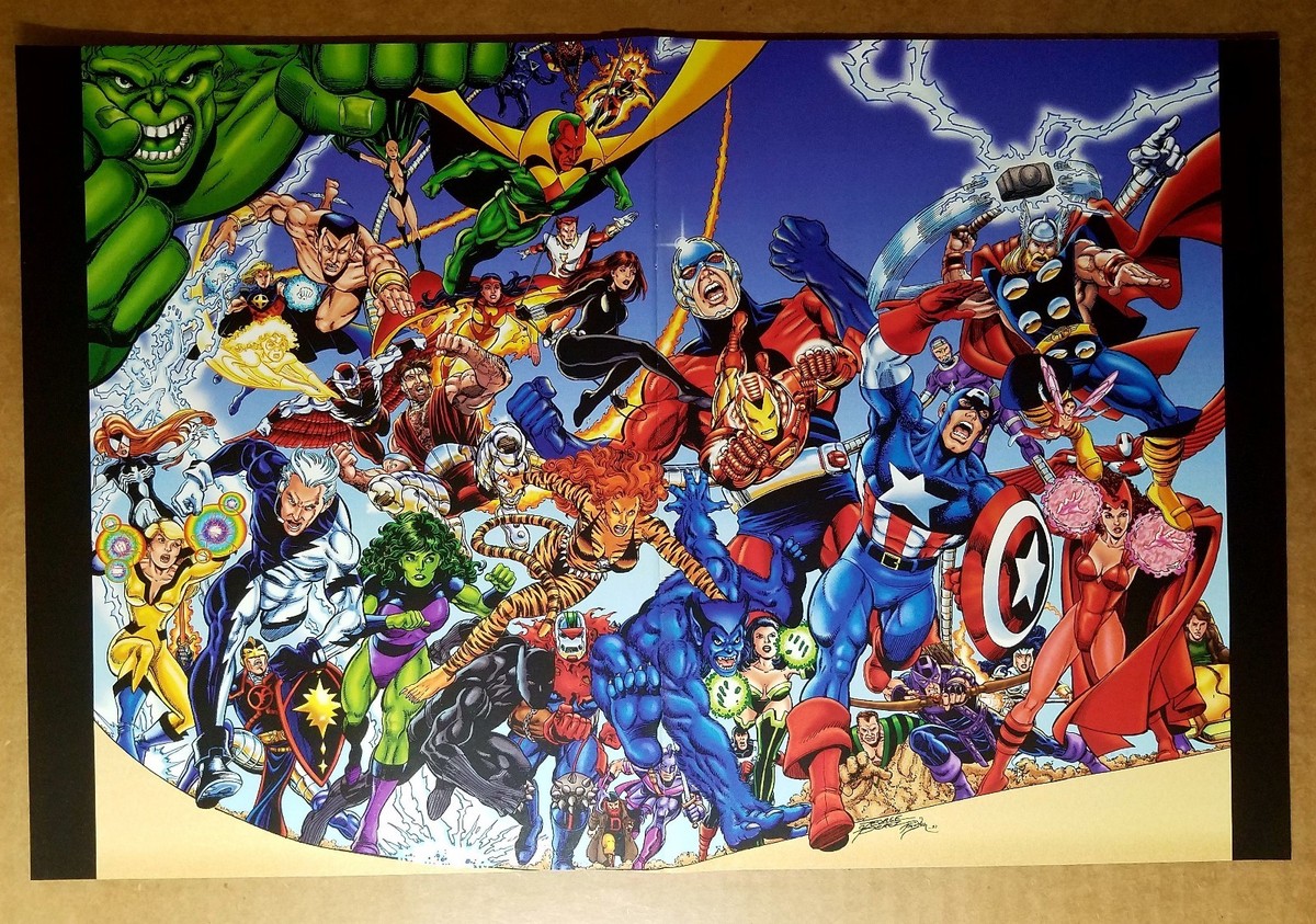 Avengers Hulk Thor Iron Man Beast Marvel Comics Poster by George