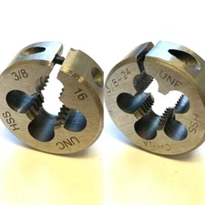 3/8- 1" OD ROUND ADJUSTABLE DIE HIGH SPEED STEEL-PICK 3/8-16 x 1" OR 3/8-24 x 1"