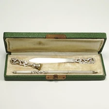 Antique French Writing Set, Dip Pen, Wax Seal, Letter Opener