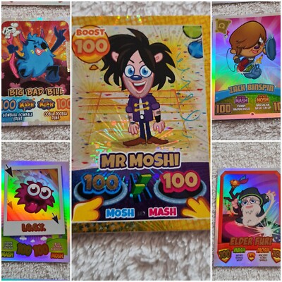 Moshi Monsters Mash Up Karten RAINBOW FOIL Mr Moshi, Iggy, Zack, Furi, Bill